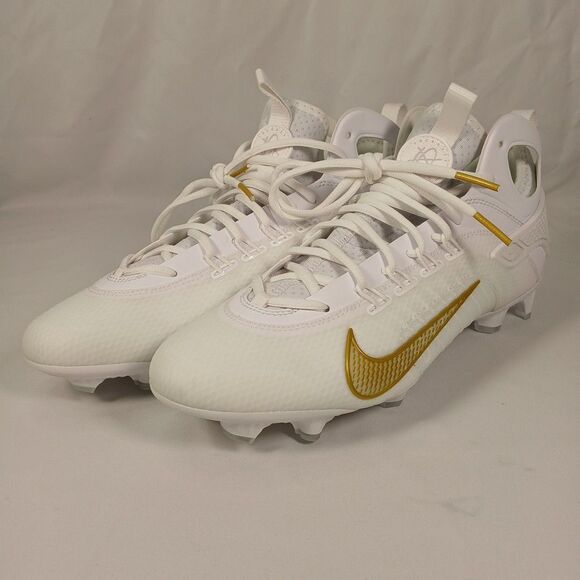 Nike Force Savage Elite 2 Lacrosse Cleats White/Gold Men’s 11 New High Top Shoe - Picture 1 of 11